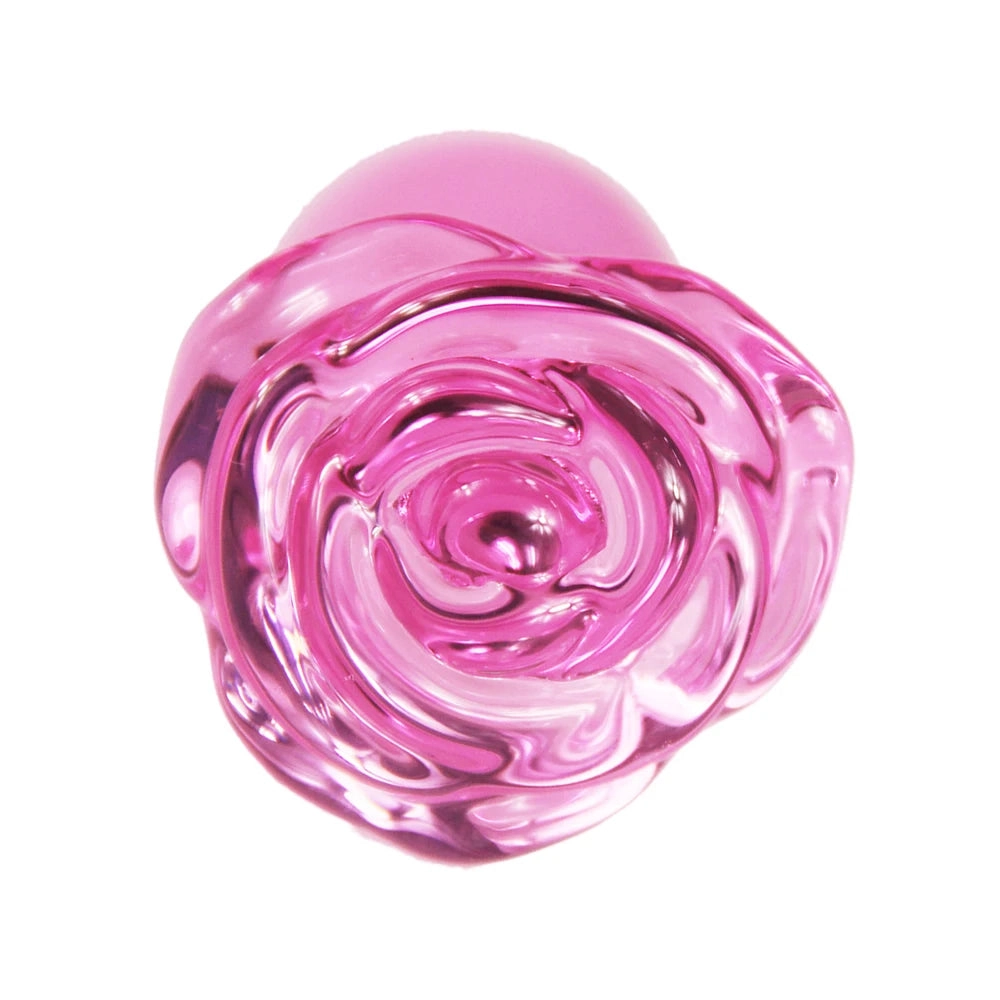 Rose Flower Butt Plug Glass Anal Plug for Women Gift