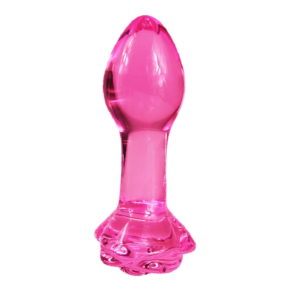 Rose Flower Butt Plug Glass Anal Plug for Women Gift