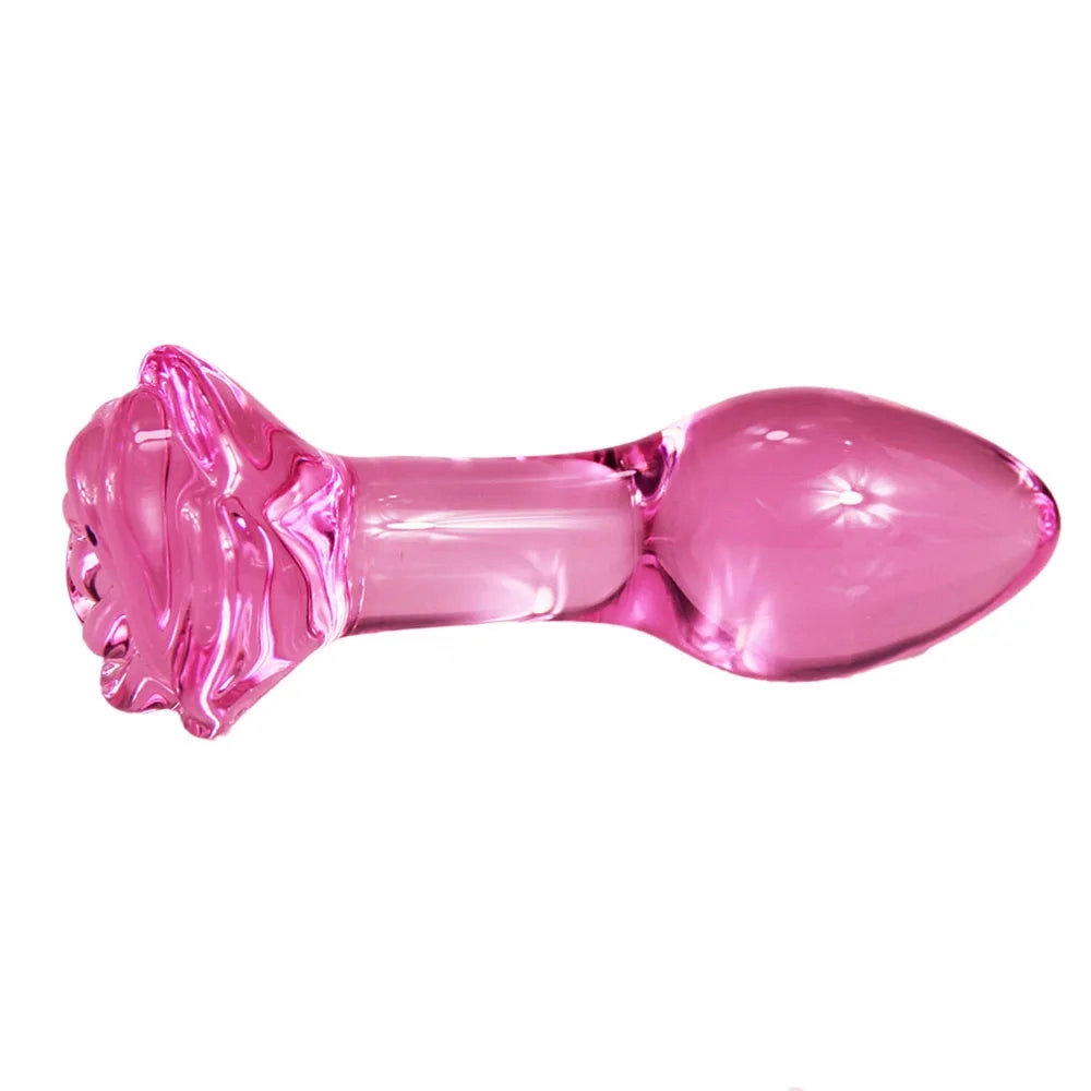 Rose Flower Butt Plug Glass Anal Plug for Women Gift