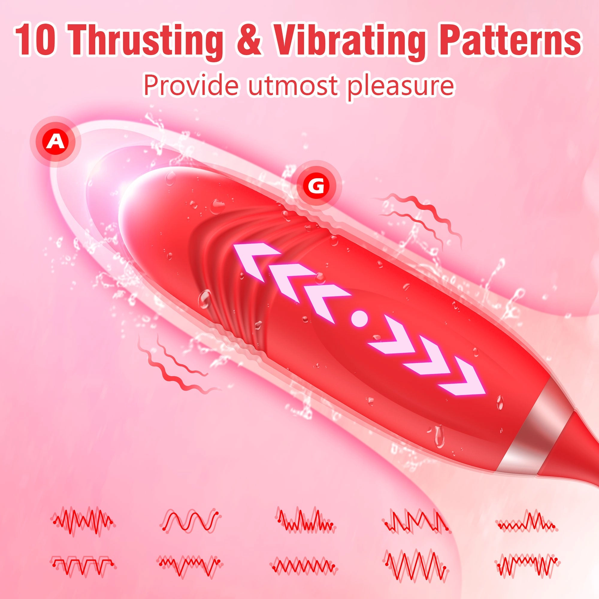 Sex toy Vibrator with 2 Thrusting and Vibration 10 Speed Patterns