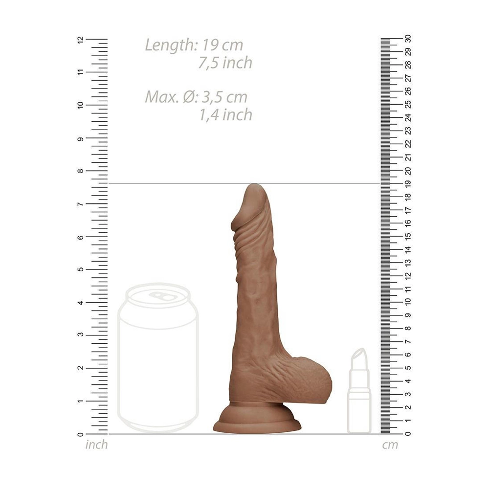 Shots Real Rock Skin Dong With Balls 7 Inch - Tan