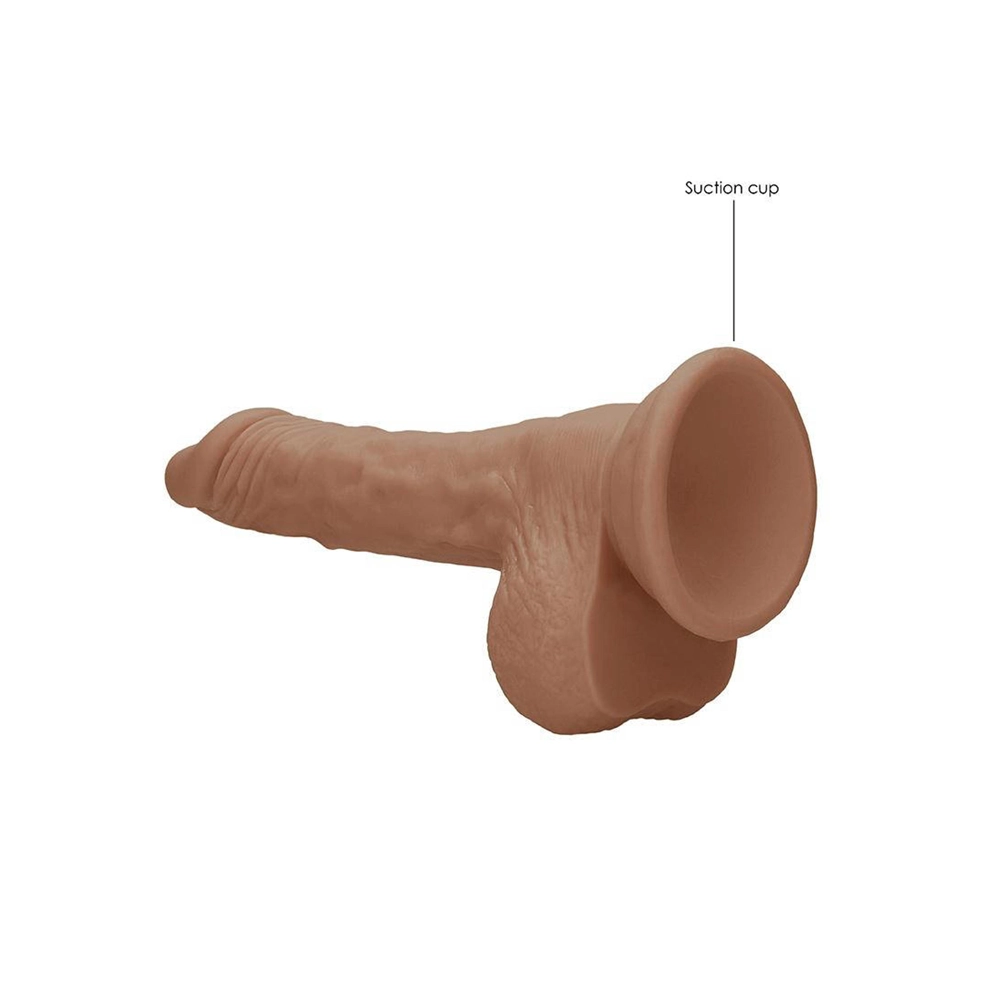 Shots Real Rock Skin Dong With Balls 7 Inch - Tan