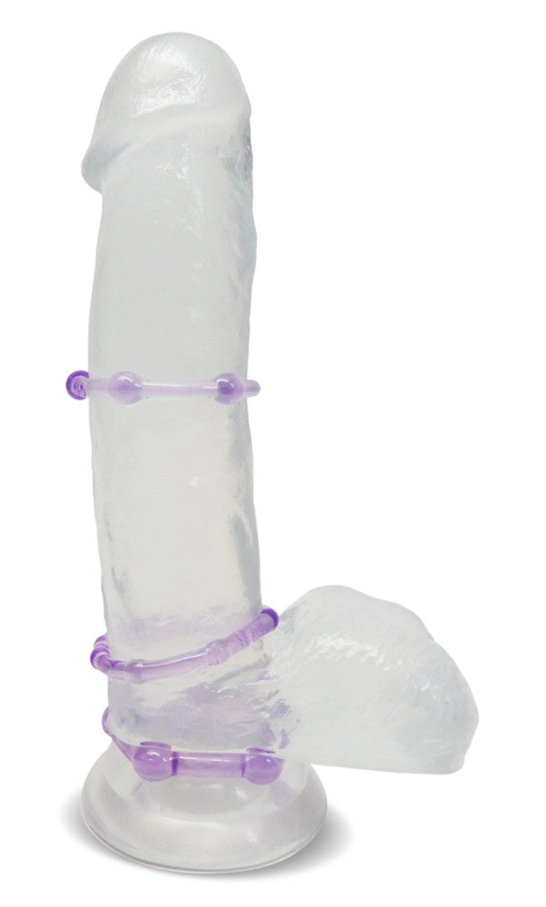 Stay Hard By Blush® | Clear Purple Beaded Penis Rings (3-Sizes)