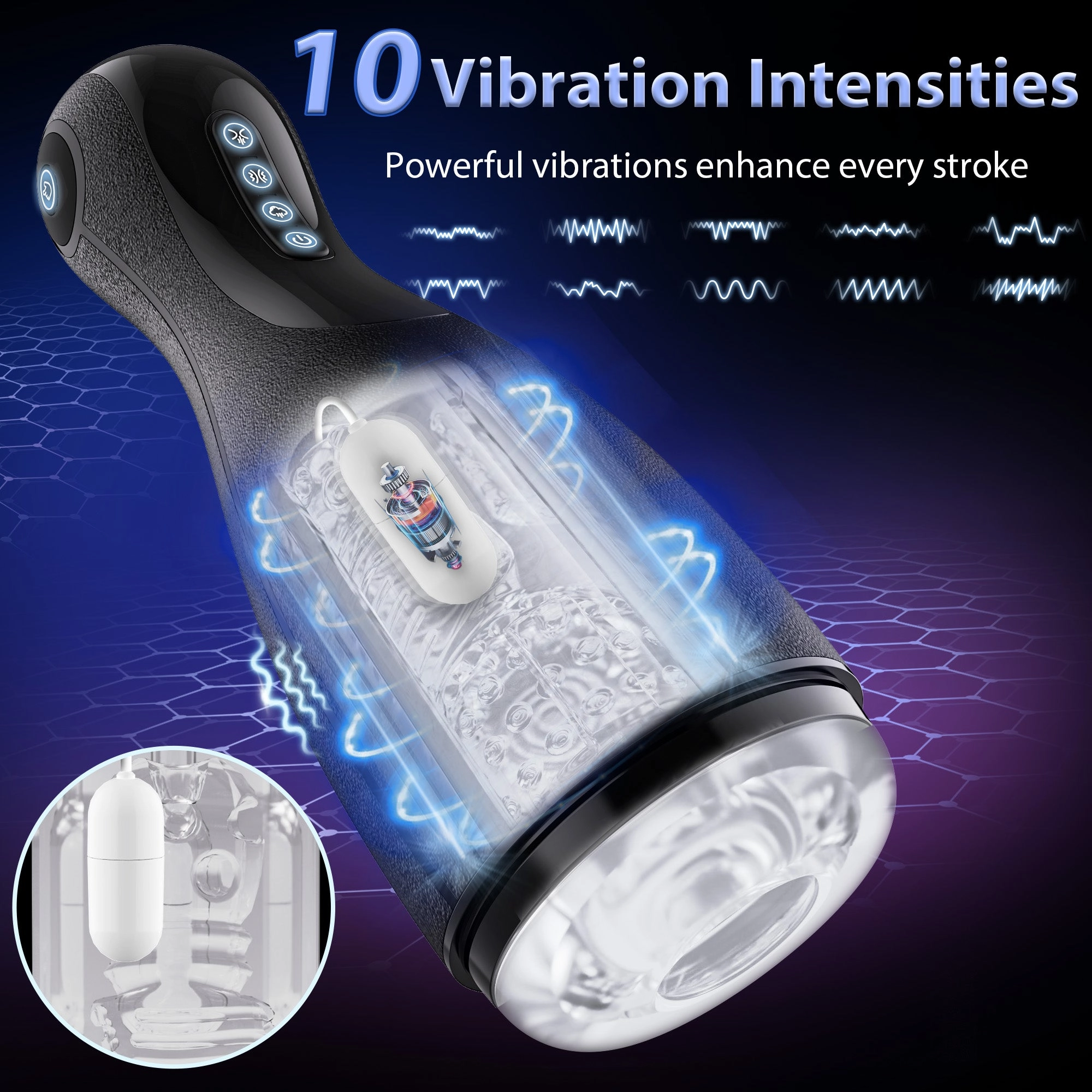 Suction Masturbator with Airbag Squeezing, Suction & Vibration