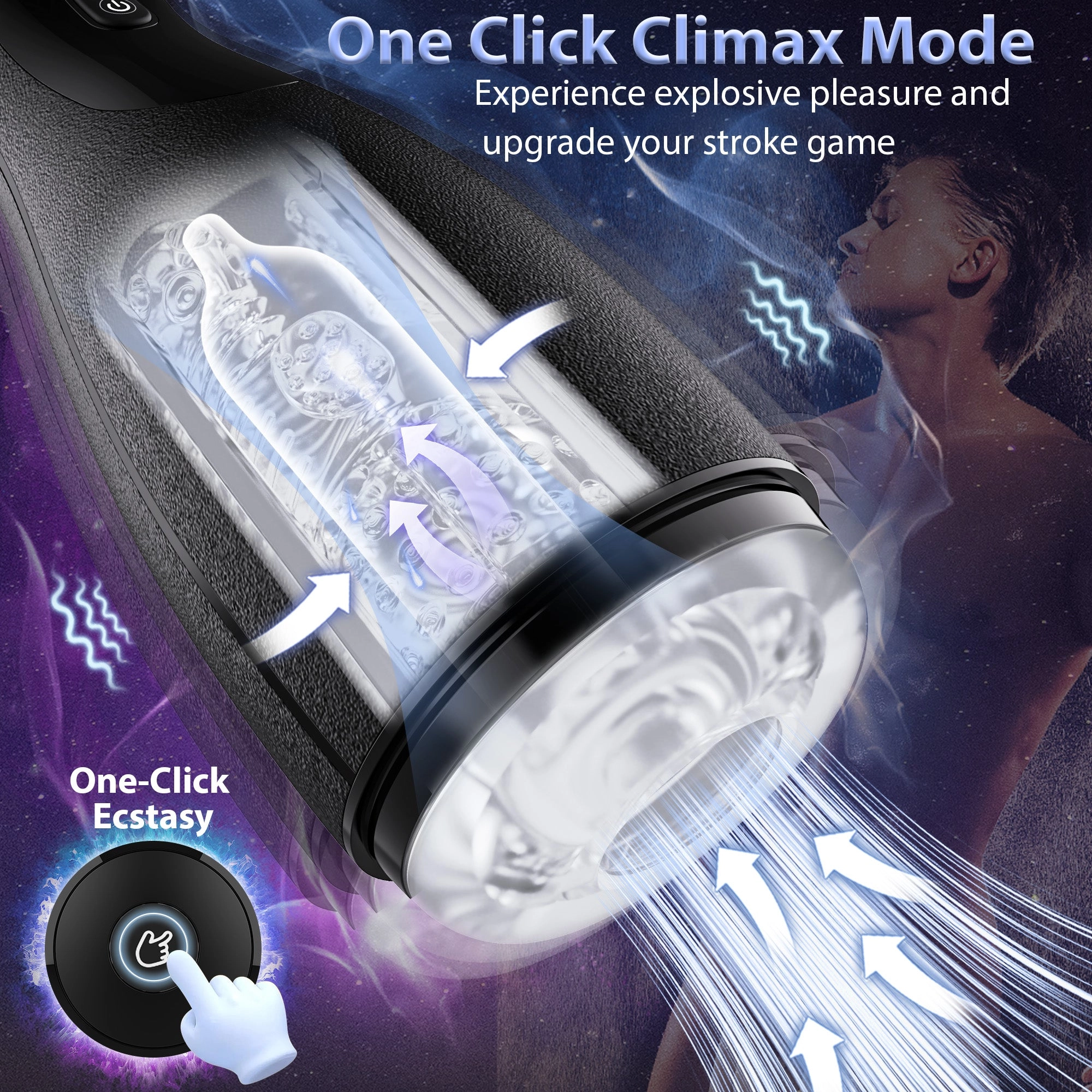 Suction Masturbator with Airbag Squeezing, Suction & Vibration