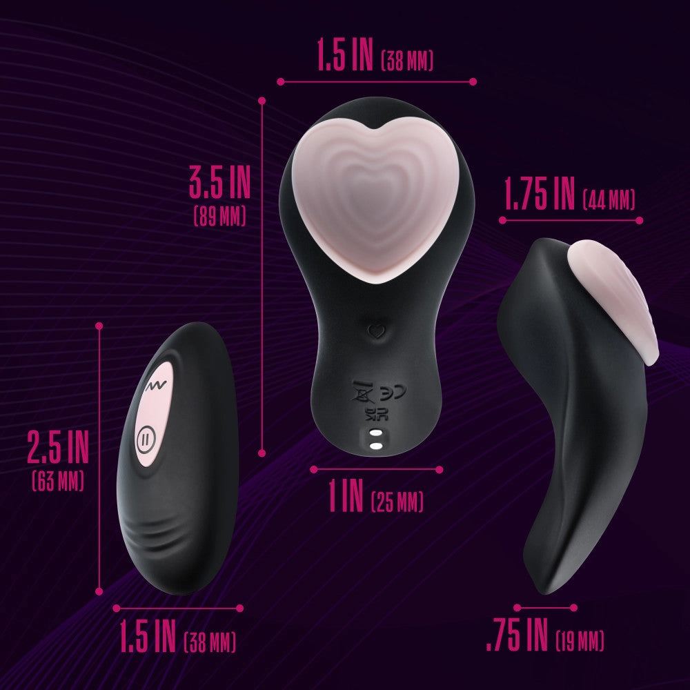 Temptasia By Blush® | Heartbeat Panty Vibrator With 2 Button Wireless Remote Control in Pink - 9 Vibration Modes - Attaches Discreetly