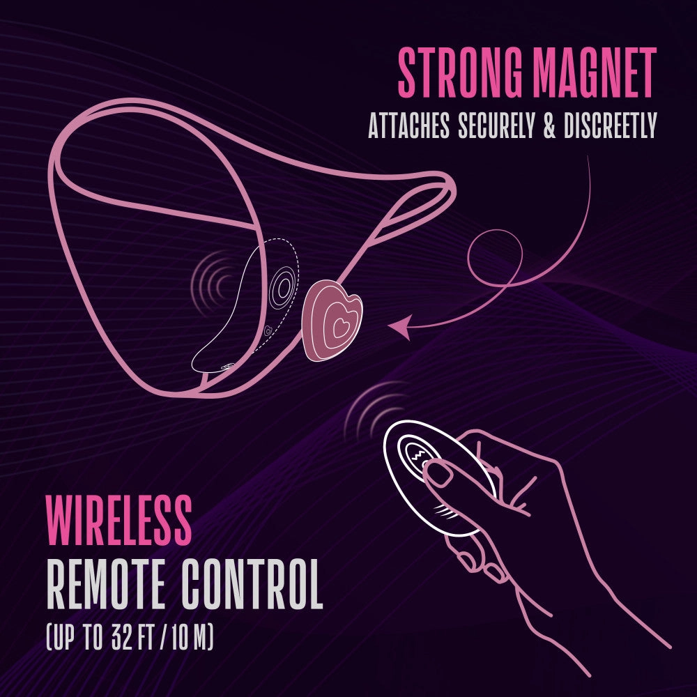 Temptasia By Blush® | Heartbeat Panty Vibrator With 2 Button Wireless Remote Control in Pink - 9 Vibration Modes - Attaches Discreetly