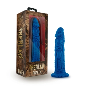 The Realm By Blush® | Draken Blue 7.5-Inch Long Dildo With Suction Cup Base