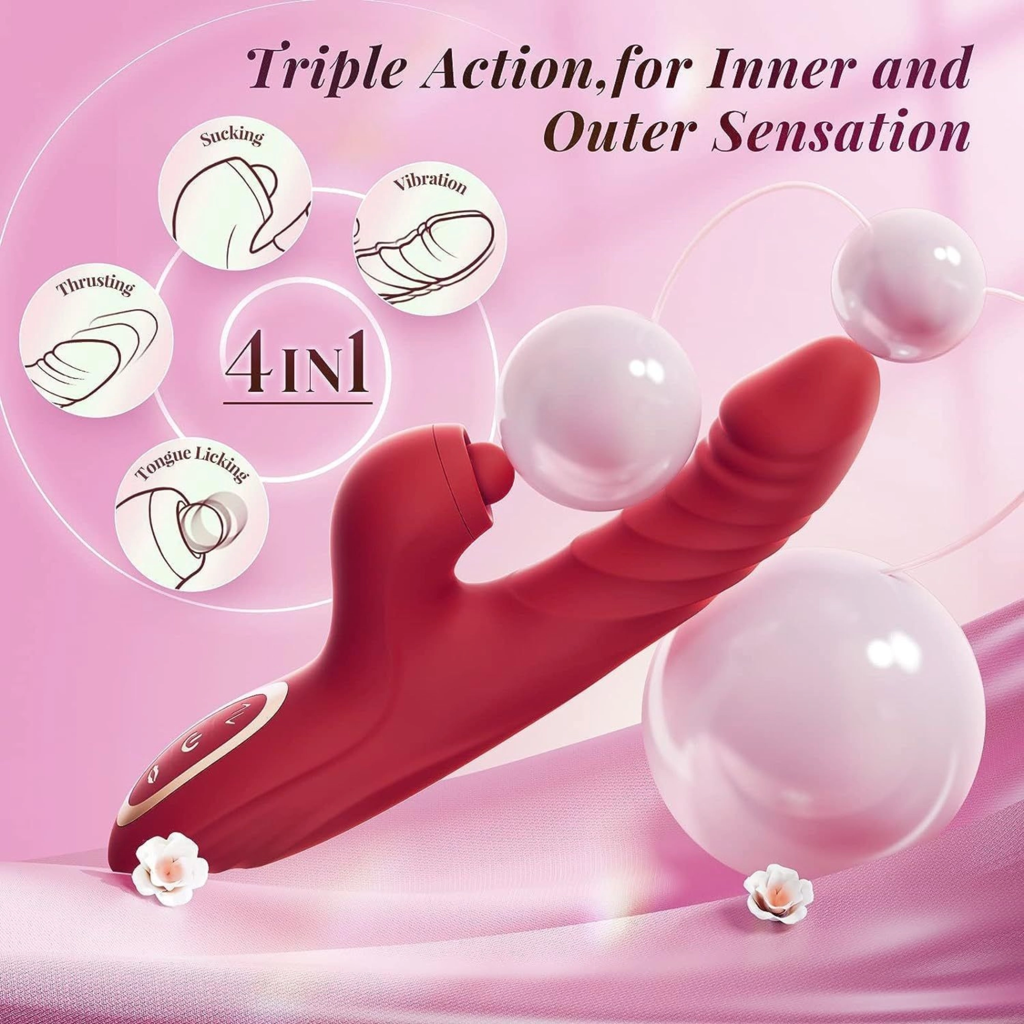 Thrusting Ribbed Rabbit Vibe with Clitoral Nub