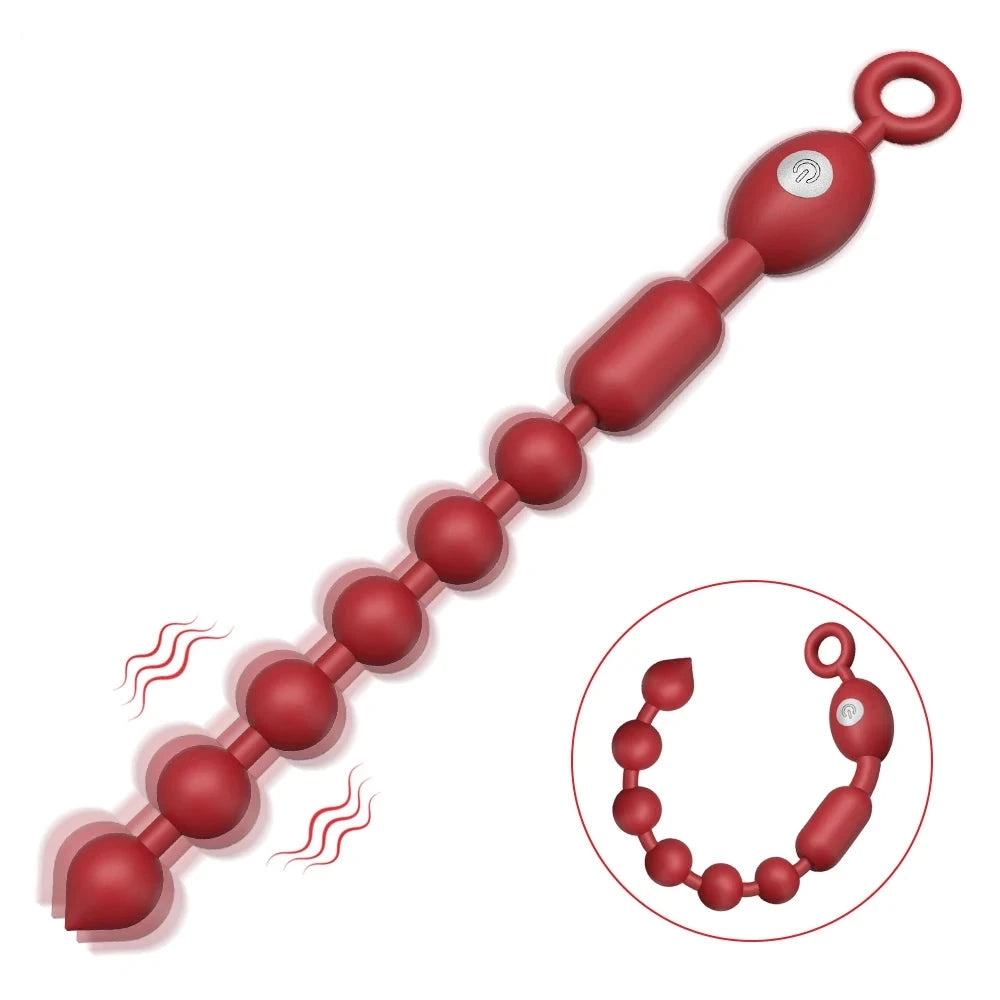 Vibrating Anal Beads Flexible Silicone 9 Vibration Modes