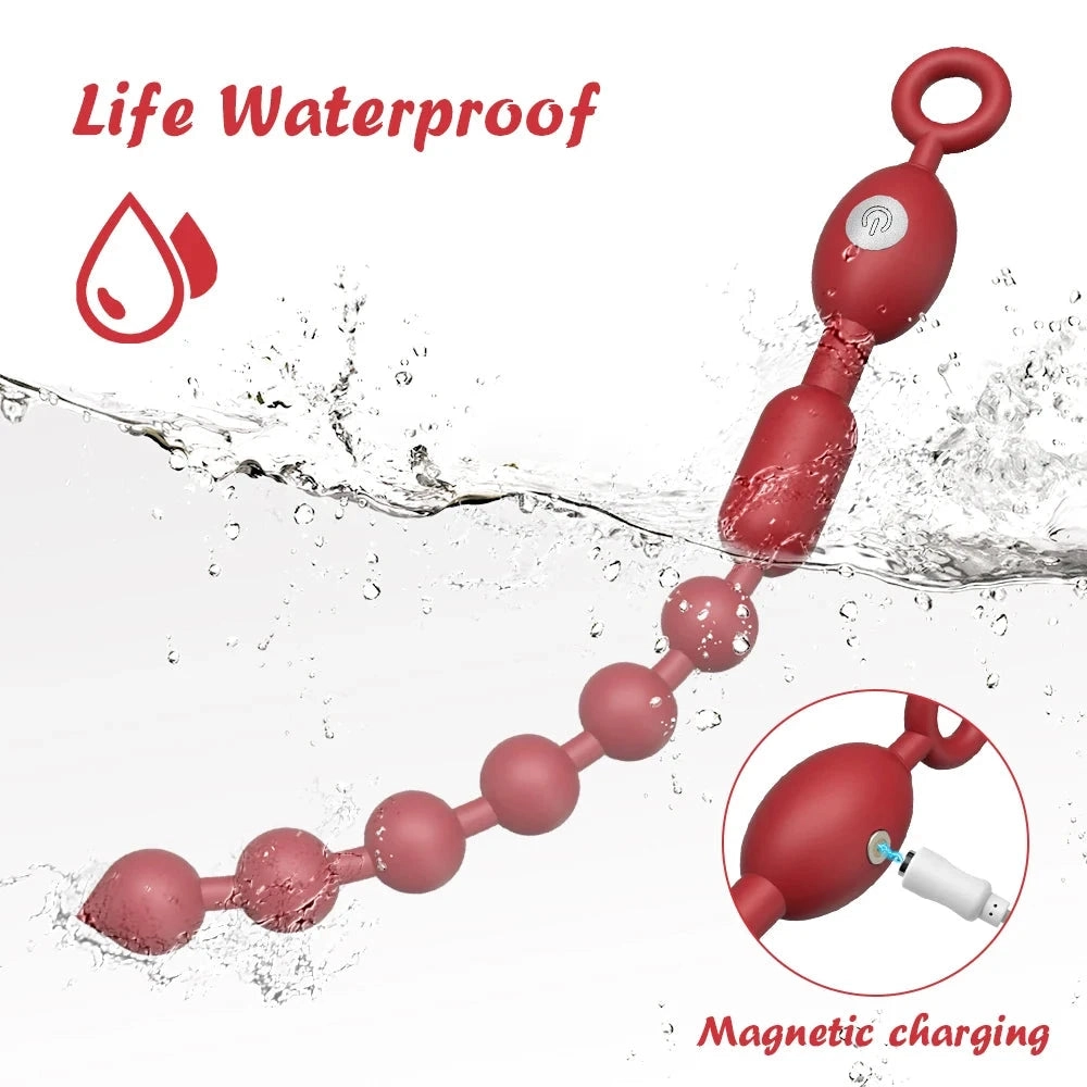 Vibrating Anal Beads Flexible Silicone 9 Vibration Modes