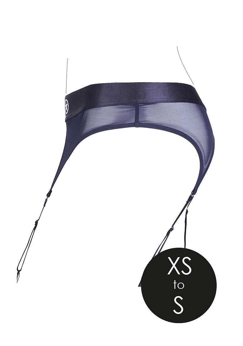 Vibrating Strap-on Thong with Adjustable Garters