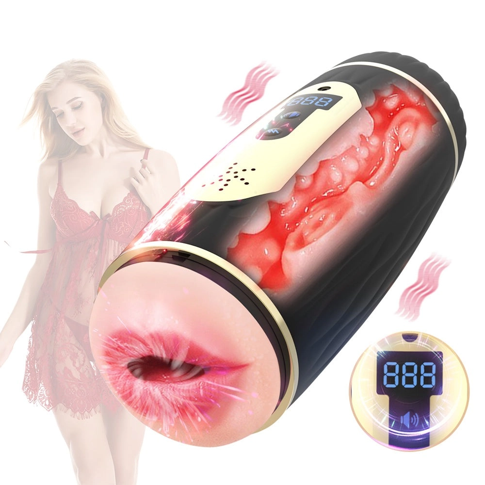 Vibrating Sucking Male Masturbators Double Head Smart Warming Artificial Vagina Sex Toys