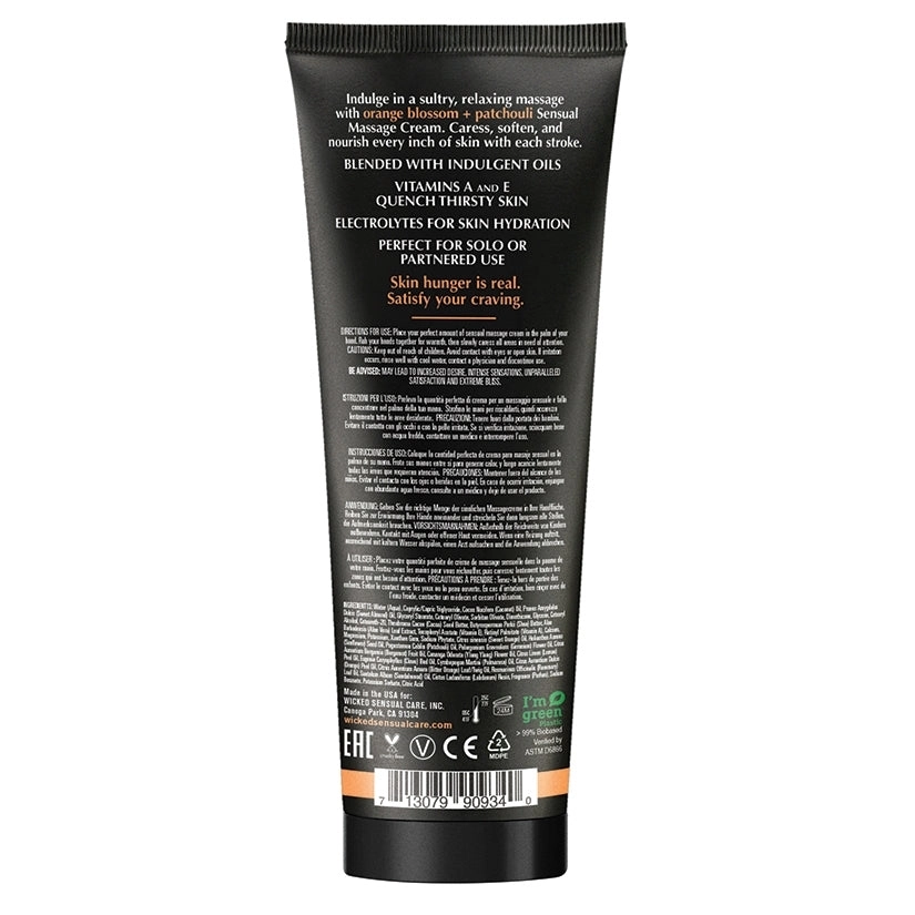 Wicked Sensual Massage Cream-Orange Blossom   Patchouli Scented 4oz