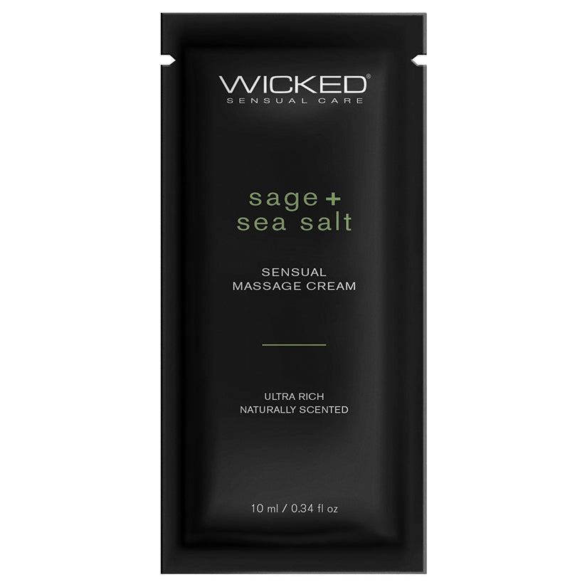 Wicked Sensual Massage Cream-Sage   Sea Salt Scented 10ml Foil