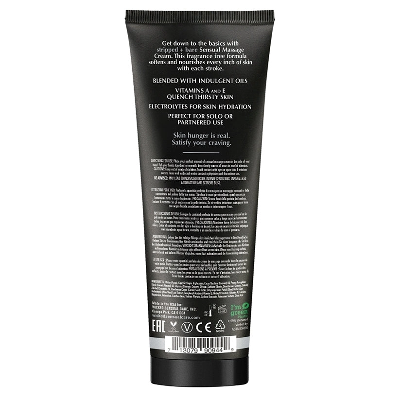 Wicked Sensual Massage Cream-Stripped   Bare Unscented 4oz