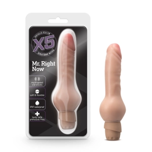 X5 By Blush® | Mr. Right Now Realistic Beige 6.5-Inch Long Vibrating Dildo